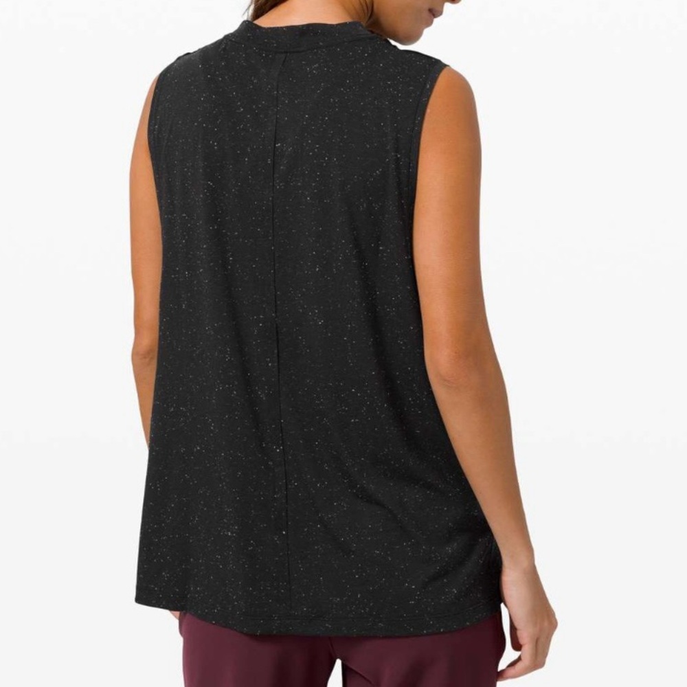 LULULEMON Black White Speckle All Yours Boyfriend Tank Active Muscle Top Size 12 - Picture 9 of 11